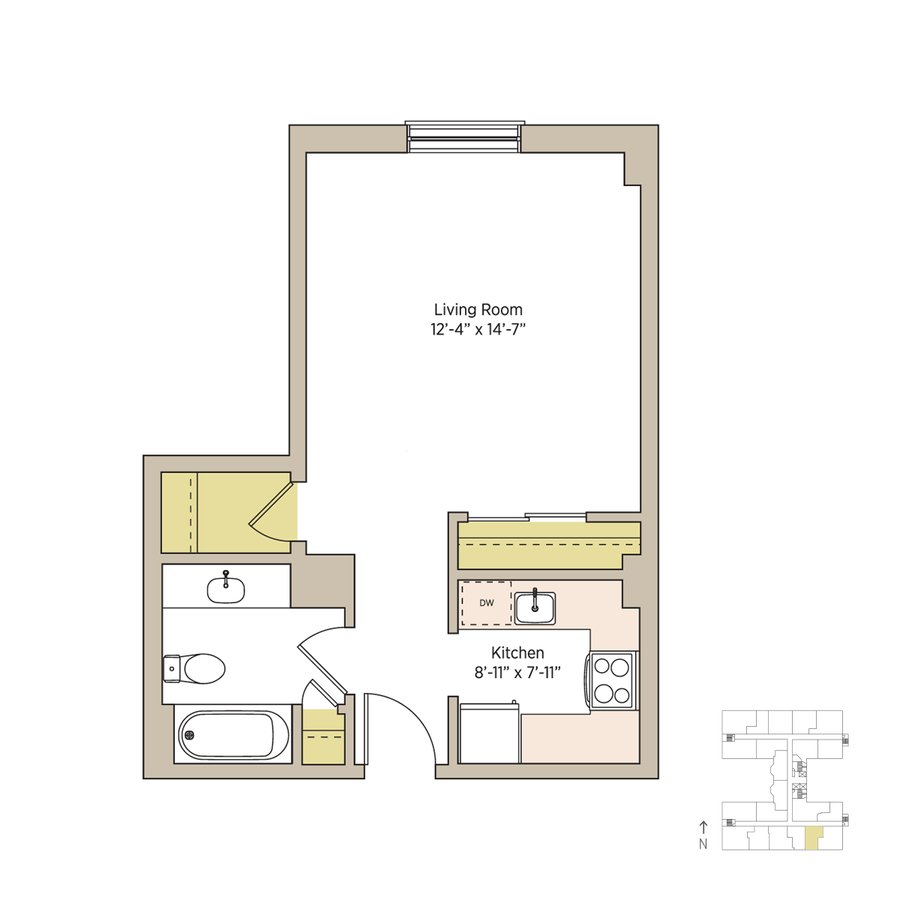 Studio 1 Bathroom Apartment for rent at The Del Prado in Chicago, IL