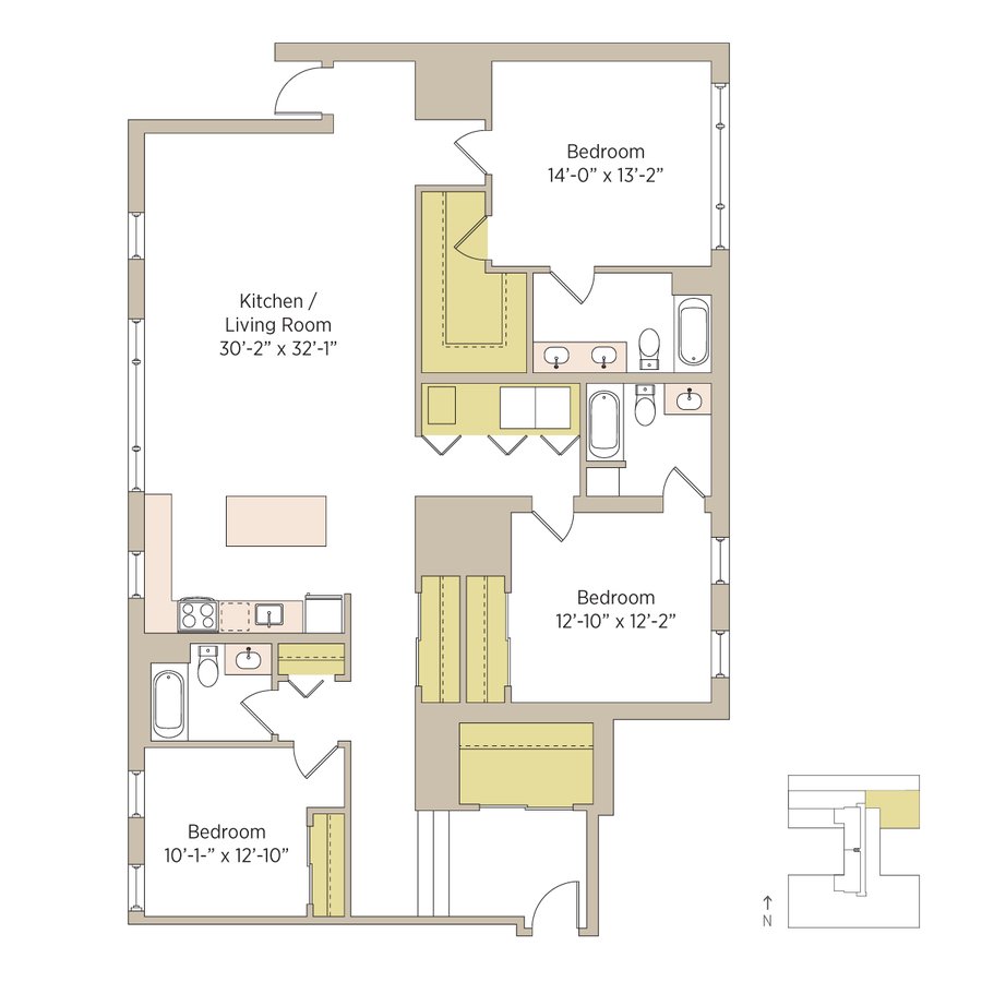 3 Bedrooms 3 Bathrooms Apartment for rent at The Del Prado in Chicago, IL