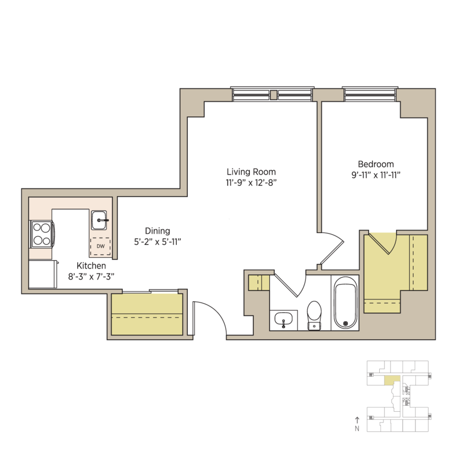 1 Bedroom 1 Bathroom Apartment for rent at The Del Prado in Chicago, IL