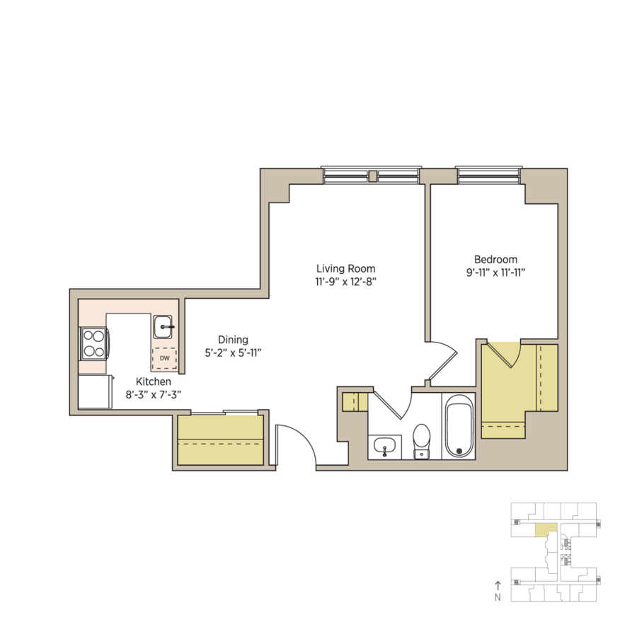 1 Bedroom 1 Bathroom Apartment for rent at The Del Prado in Chicago, IL