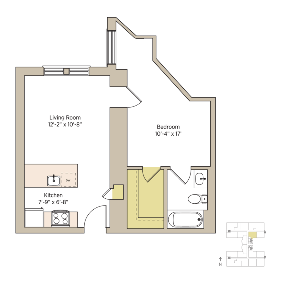 1 Bedroom 1 Bathroom Apartment for rent at The Del Prado in Chicago, IL