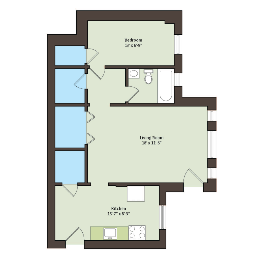 1 Bedroom 1 Bathroom Apartment for rent at 1101 E. Hyde Park Boulevard in Chicago, IL