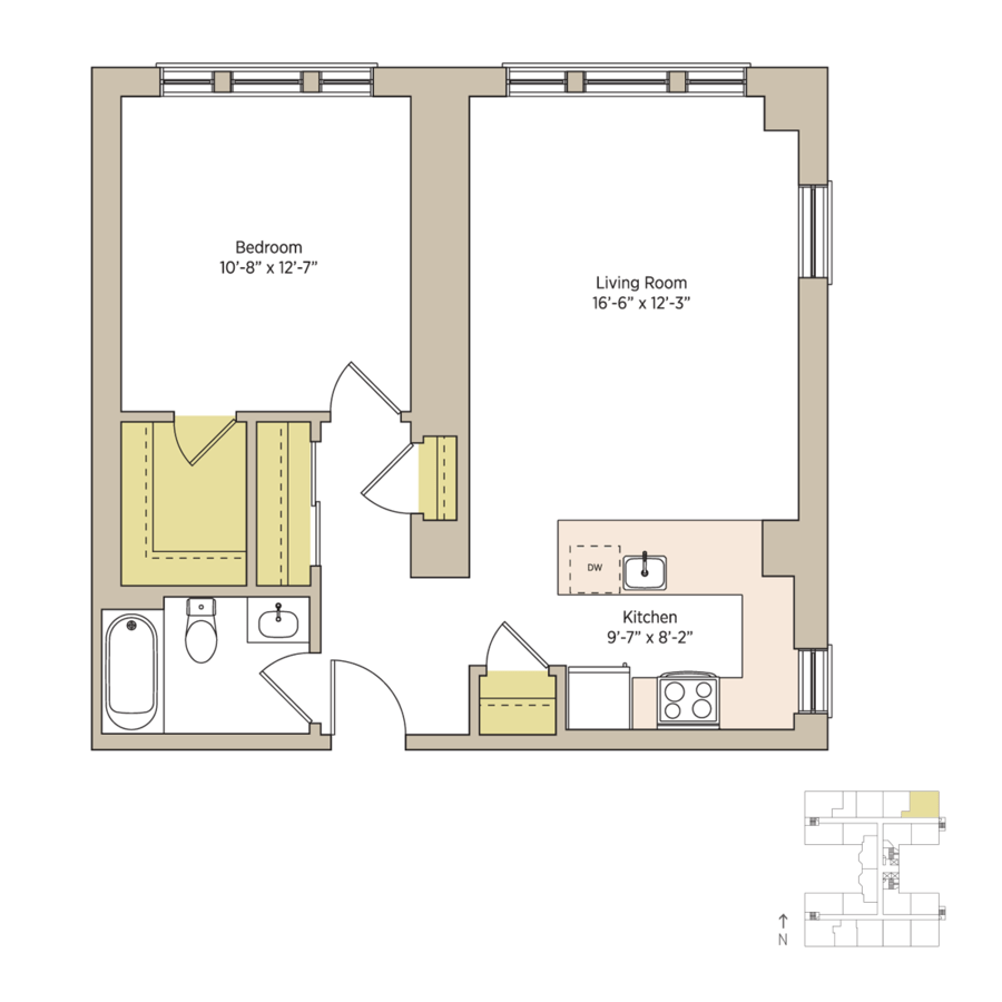 1 Bedroom 1 Bathroom Apartment for rent at The Del Prado in Chicago, IL