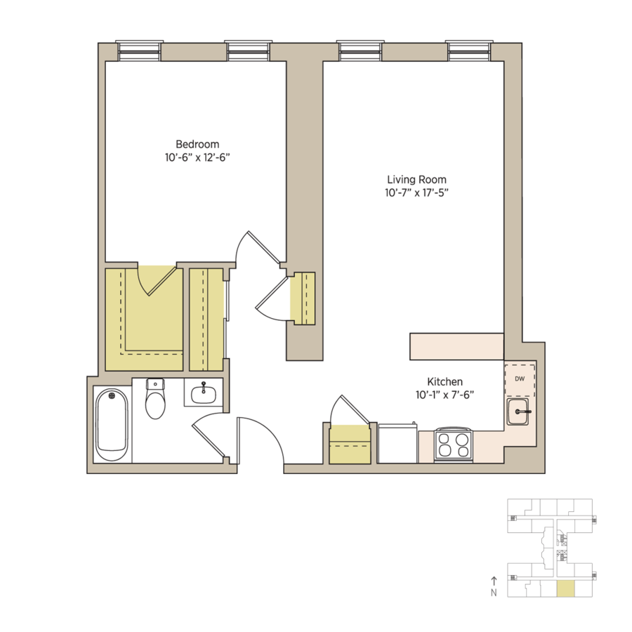 1 Bedroom 1 Bathroom Apartment for rent at The Del Prado in Chicago, IL