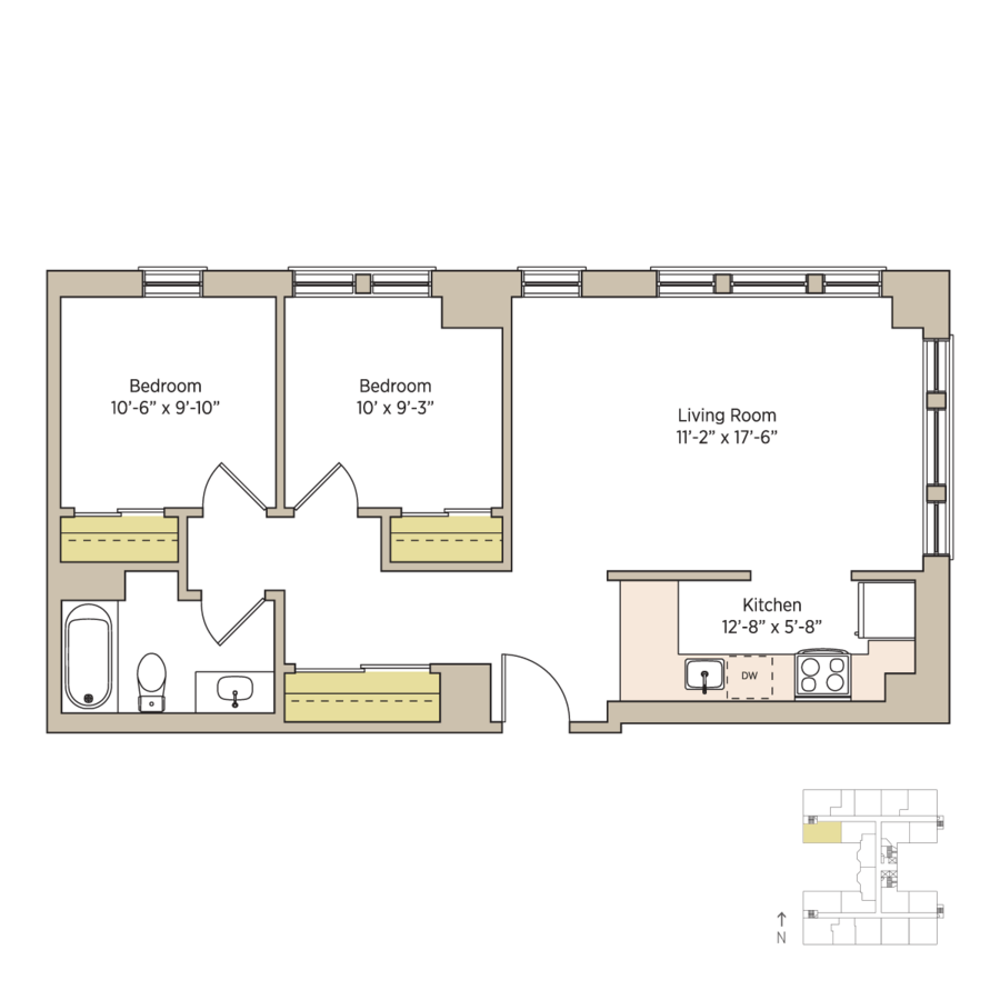 2 Bedrooms 1 Bathroom Apartment for rent at The Del Prado in Chicago, IL