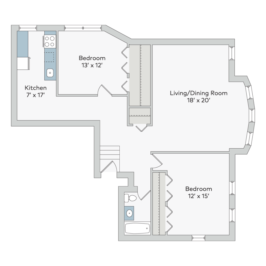 2 Bedrooms 1 Bathroom Apartment for rent at 5222-38 S. Drexel Avenue in Chicago, IL