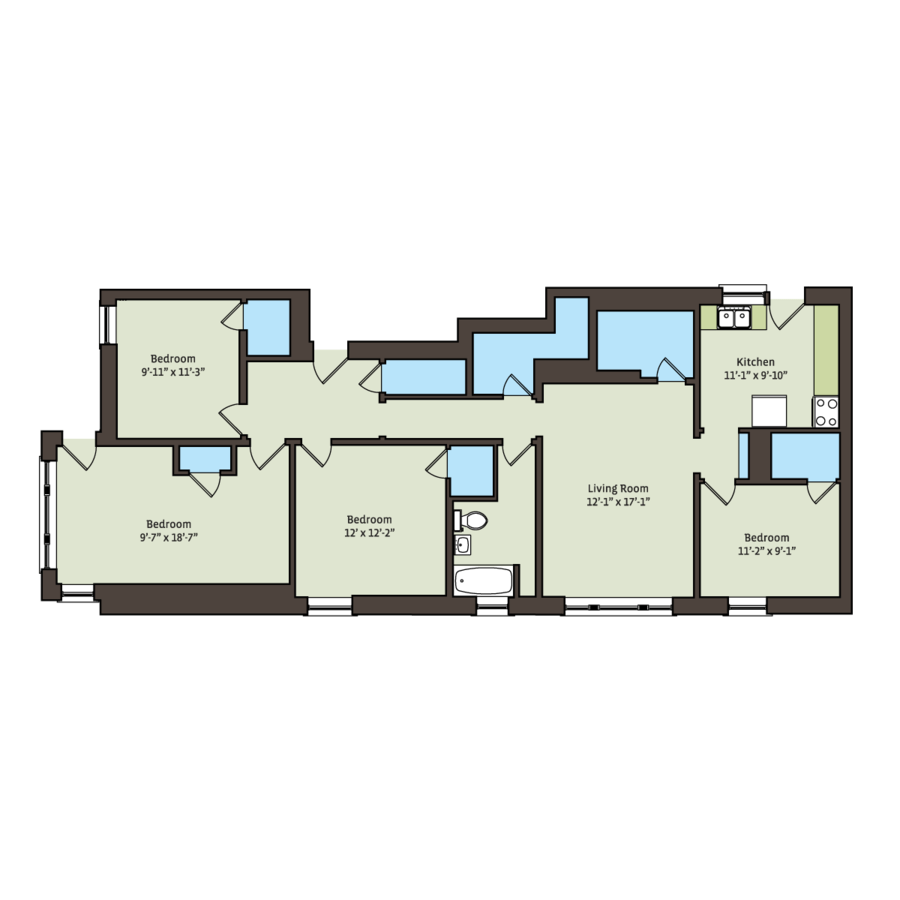 4 Bedrooms 1 Bathroom Apartment for rent at 5339-5345 S. Woodlawn Avenue in Chicago, IL