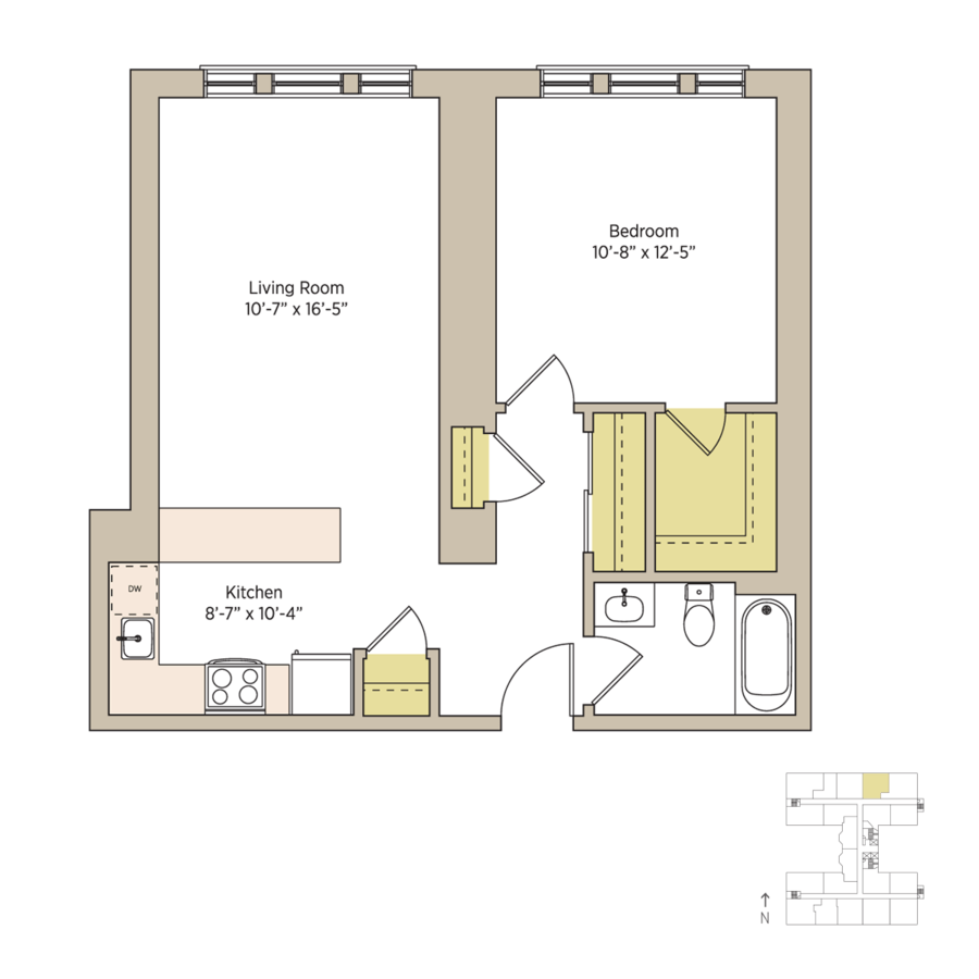 1 Bedroom 1 Bathroom Apartment for rent at The Del Prado in Chicago, IL