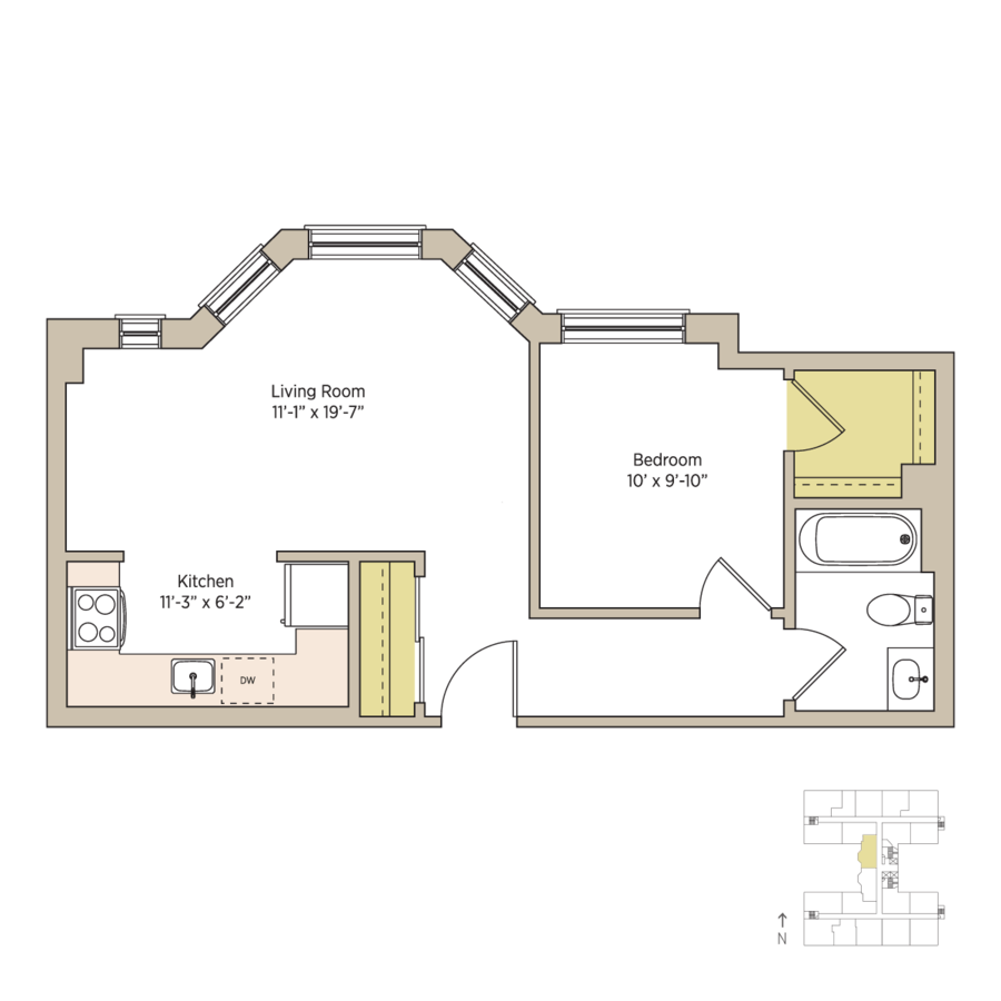 1 Bedroom 1 Bathroom Apartment for rent at The Del Prado in Chicago, IL