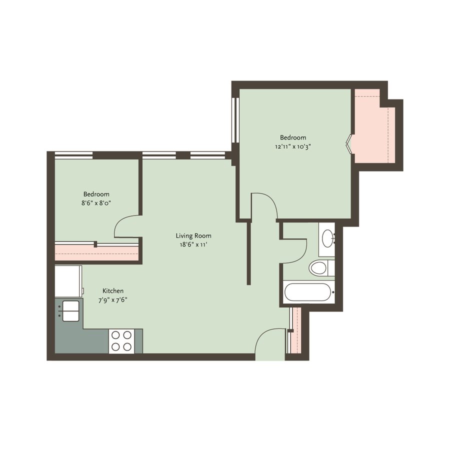 2 Bedrooms 1 Bathroom Apartment for rent at The Blackwood in Chicago, IL