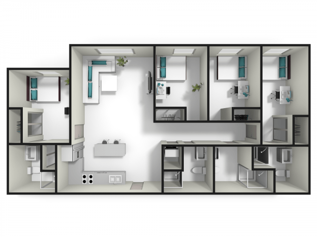 4 Bedrooms 4+ Bathrooms Apartment for rent at FUSE in West Lafayette, IN