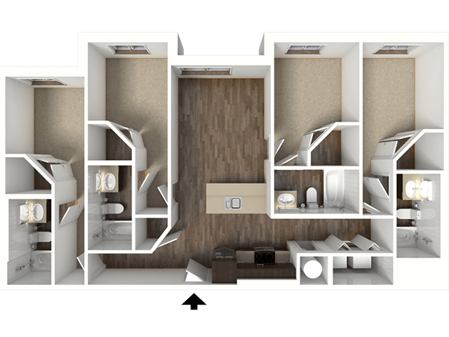 4 Bedrooms 4+ Bathrooms Apartment for rent at Aspire at Discovery Park in West Lafayette, IN