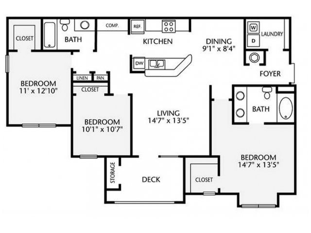 3 Bedrooms 2 Bathrooms Apartment for rent at Ansley Falls Apartment Homes in Charlotte, NC