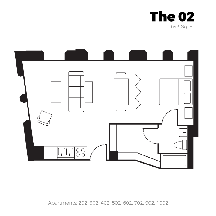 Studio 1 Bathroom Apartment for rent at The Exchange in San Antonio, TX
