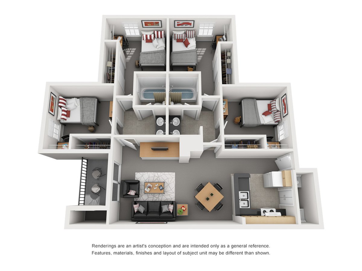 4 Bedrooms 2 Bathrooms Apartment for rent at The Bryn in State College, PA