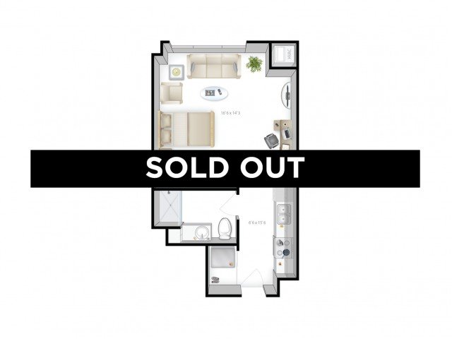 Studio 1 Bathroom Apartment for rent at The Bridges in Minneapolis, MN