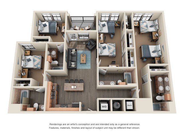 4 Bedrooms 4+ Bathrooms Apartment for rent at Fifty Twenty-Five in San Diego, CA