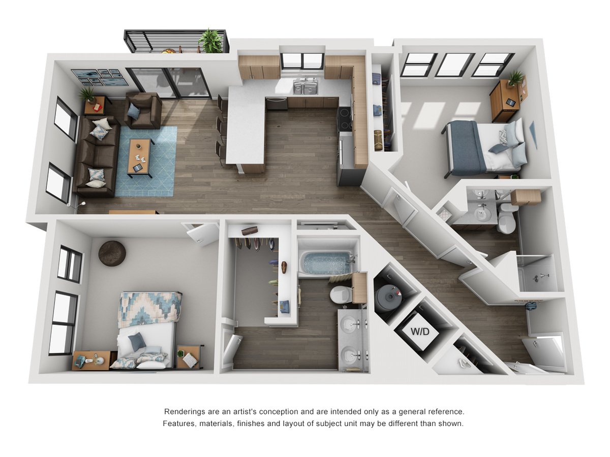 2 Bedrooms 2 Bathrooms Apartment for rent at Elevate at Pena Station in Denver, CO