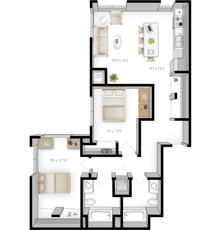2 Bedrooms 2 Bathrooms Apartment for rent at The Knoll in Minneapolis, MN