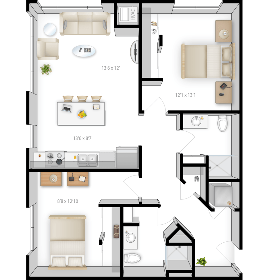 2 Bedrooms 2 Bathrooms Apartment for rent at The Knoll in Minneapolis, MN