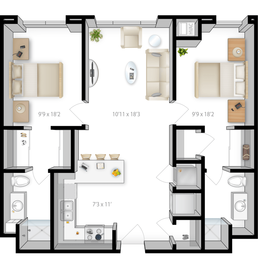 2 Bedrooms 2 Bathrooms Apartment for rent at The Knoll in Minneapolis, MN