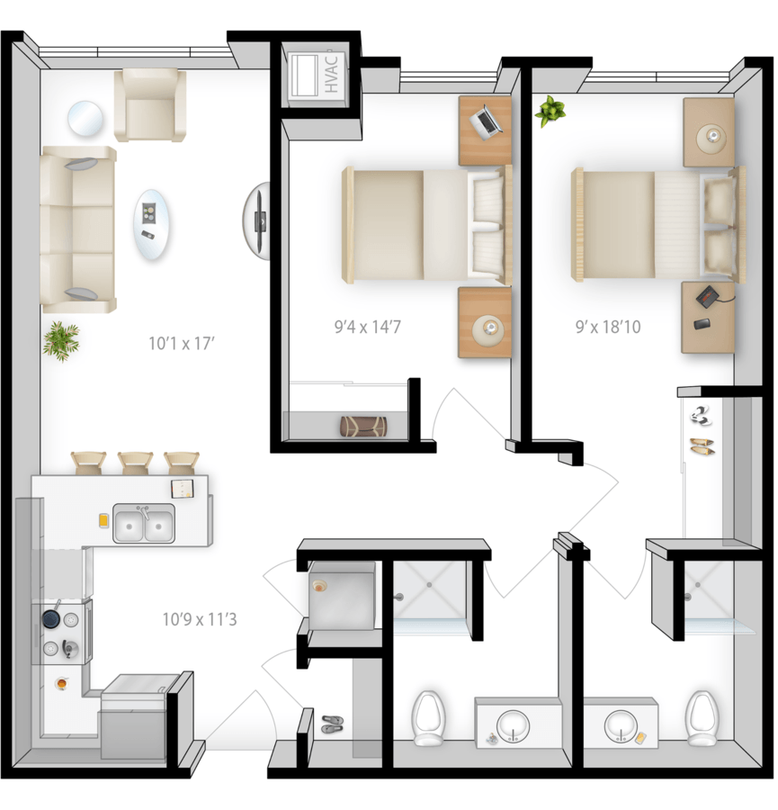 2 Bedrooms 2 Bathrooms Apartment for rent at The Knoll in Minneapolis, MN