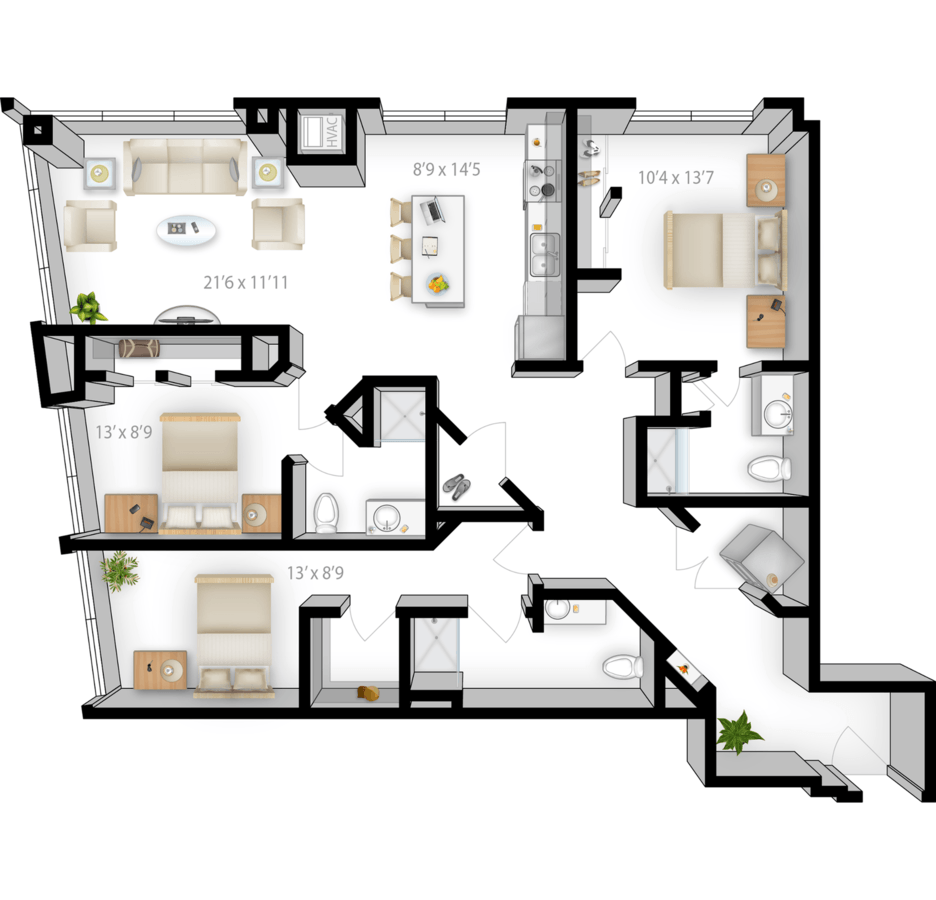 3 Bedrooms 3 Bathrooms Apartment for rent at The Bridges in Minneapolis, MN