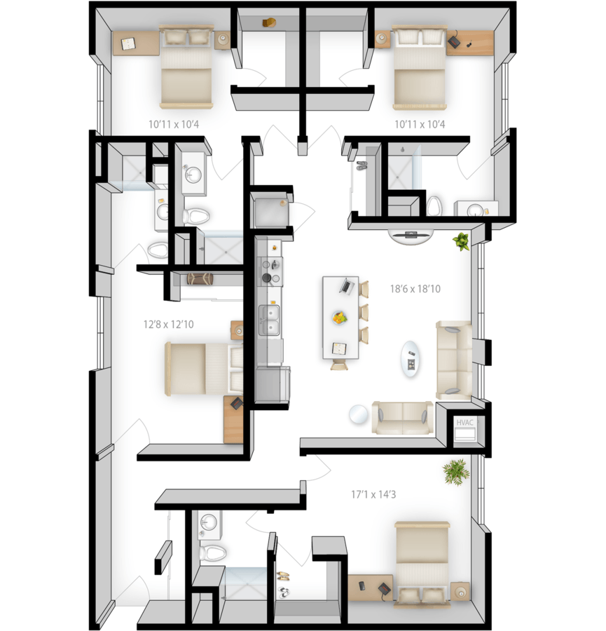 4 Bedrooms 4+ Bathrooms Apartment for rent at The Knoll in Minneapolis, MN