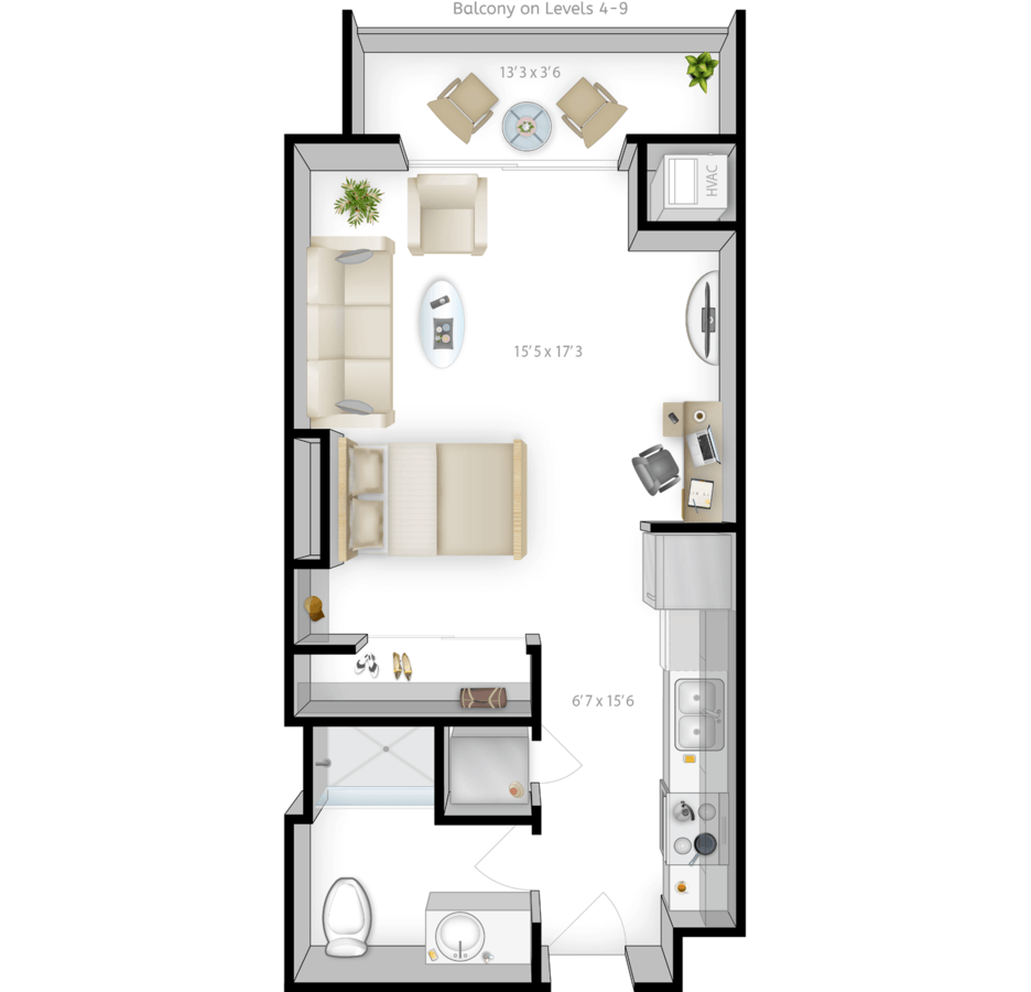 Studio 1 Bathroom Apartment for rent at The Bridges in Minneapolis, MN