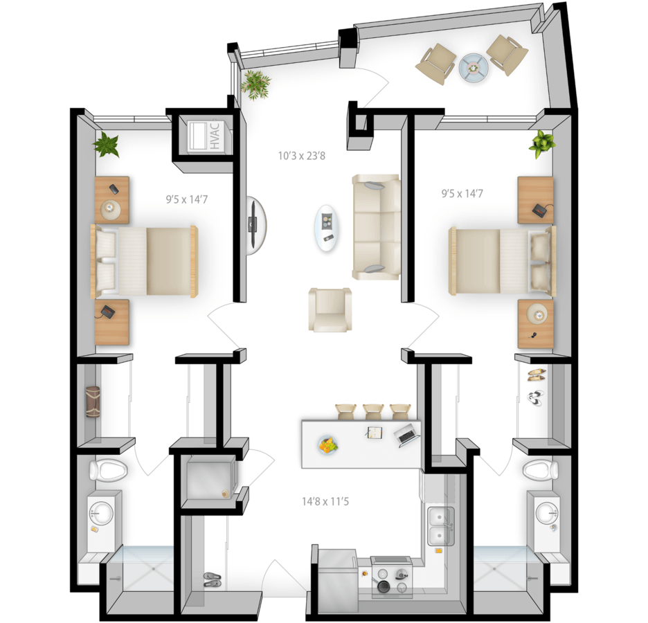 2 Bedrooms 2 Bathrooms Apartment for rent at The Bridges in Minneapolis, MN
