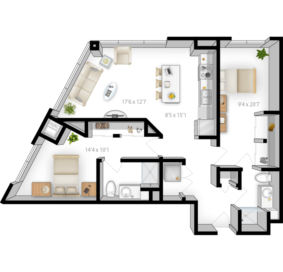 2 Bedrooms 2 Bathrooms Apartment for rent at The Bridges in Minneapolis, MN