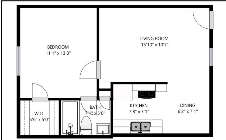 1 Bedroom 1 Bathroom Apartment for rent at Founders Square in Dallas, TX
