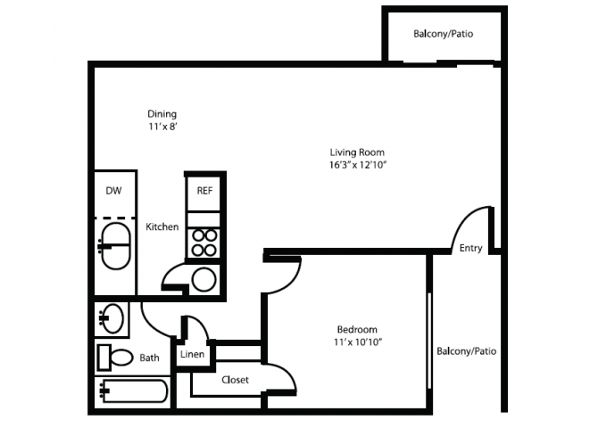 1 Bedroom 1 Bathroom Apartment for rent at Canyon Heights in Tucson, AZ