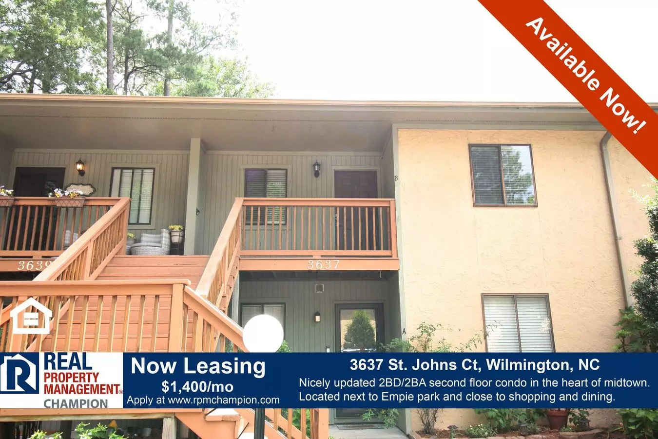 Beautiful Upper Level Condo With Convenient Mid-town Location Apartment for rent in Wilmington, NC