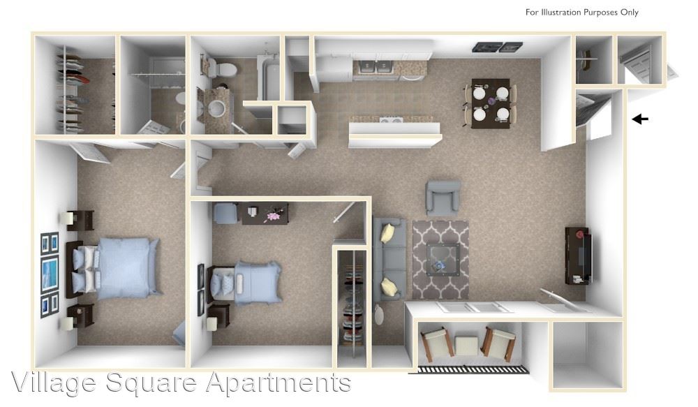 2 Bedrooms 2 Bathrooms Apartment for rent at Village Square Apartments in Lafayette, IN