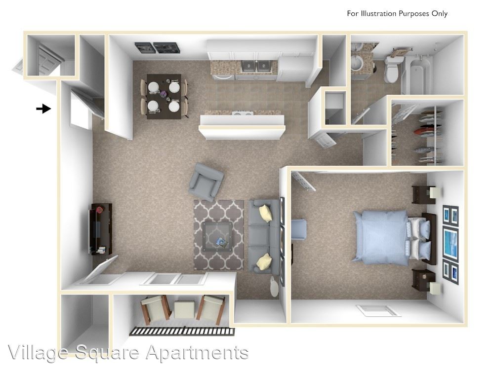 1 Bedroom 1 Bathroom Apartment for rent at Village Square Apartments in Lafayette, IN