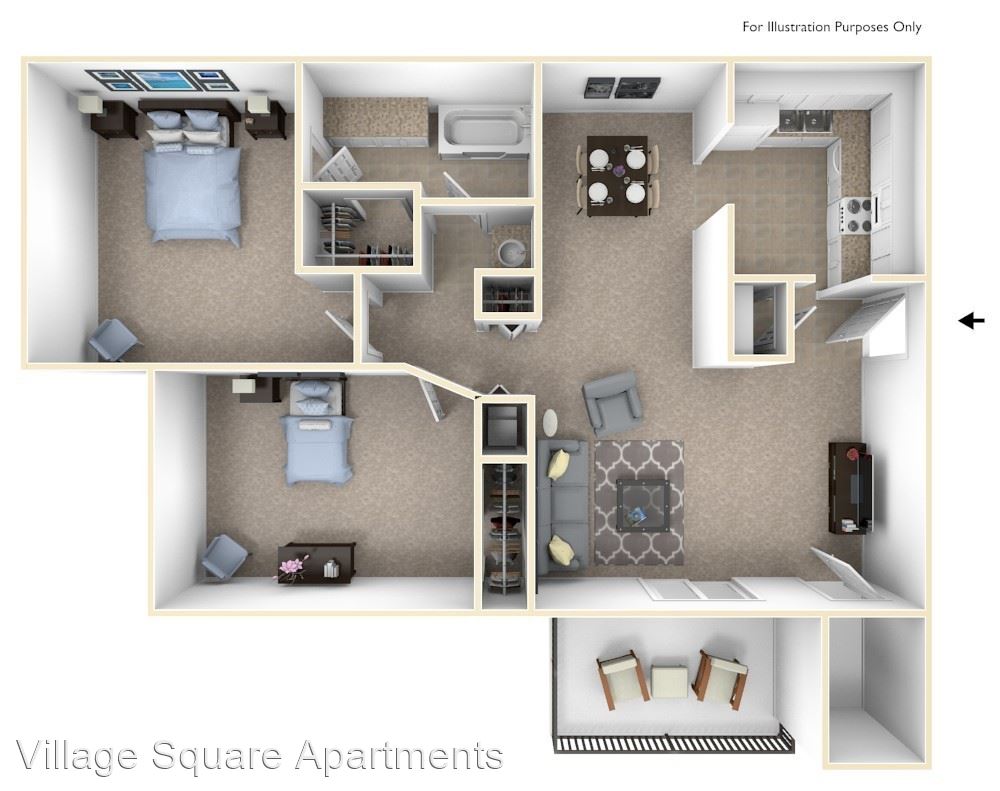 2 Bedrooms 1 Bathroom Apartment for rent at Village Square Apartments in Lafayette, IN