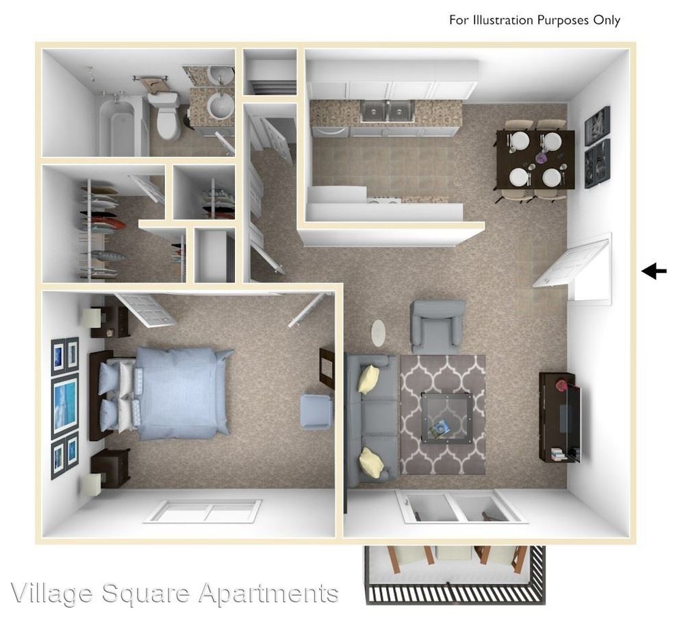 1 Bedroom 1 Bathroom Apartment for rent at Village Square Apartments in Lafayette, IN