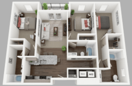 3 Bedrooms 3 Bathrooms Apartment for rent at Anvil 38 in Lafayette, IN