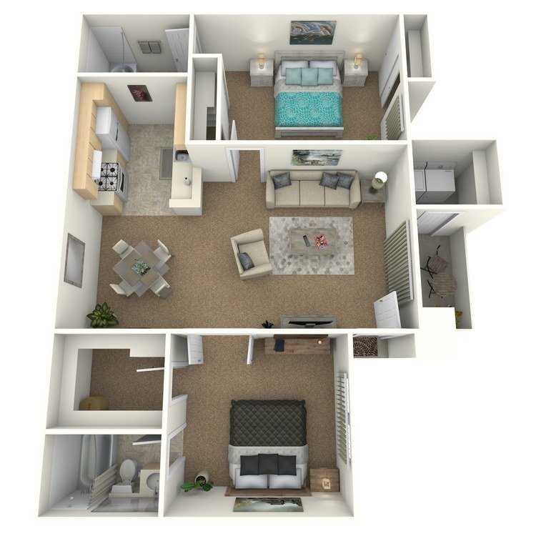 2 Bedrooms 2 Bathrooms Apartment for rent at Palm Court Apartment Homes in Hemet, CA