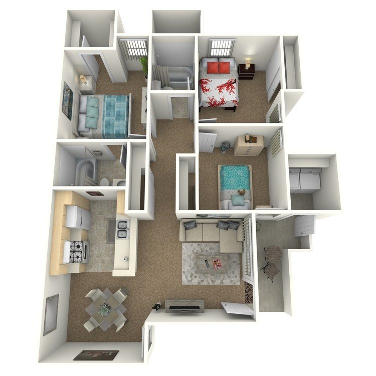 3 Bedrooms 2 Bathrooms Apartment for rent at Palm Court Apartment Homes in Hemet, CA