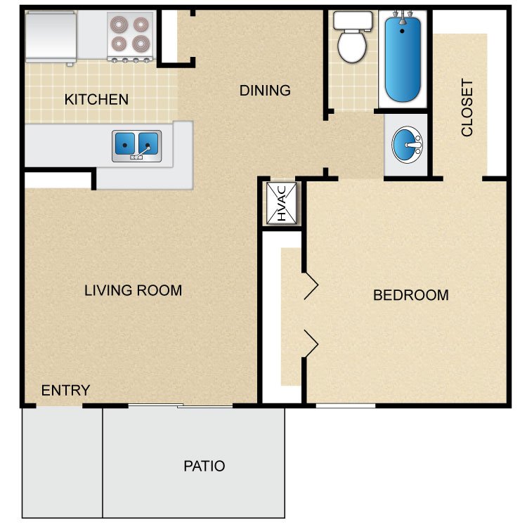 1 Bedroom 1 Bathroom Apartment for rent at Timber Ridge in Houston, TX