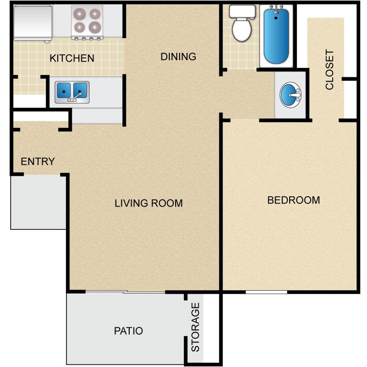 1 Bedroom 1 Bathroom Apartment for rent at Timber Ridge in Houston, TX