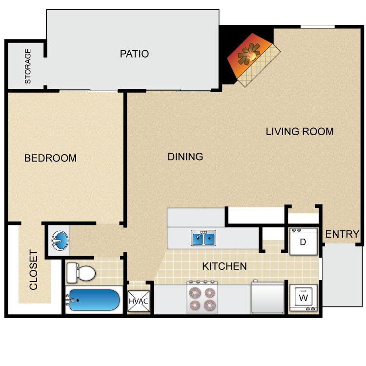 1 Bedroom 1 Bathroom Apartment for rent at Timber Ridge in Houston, TX
