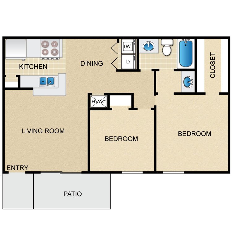 2 Bedrooms 1 Bathroom Apartment for rent at Timber Ridge in Houston, TX