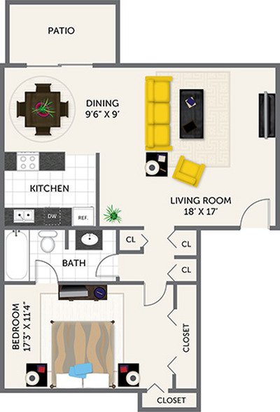 1 Bedroom 1 Bathroom Apartment for rent at Oak Park Apartments in Indianapolis, IN