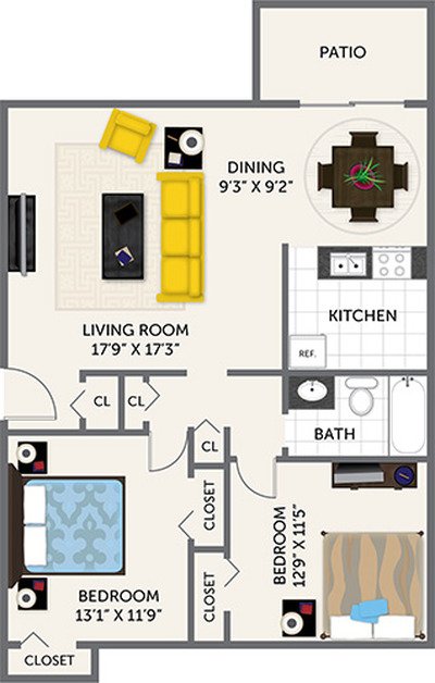 2 Bedrooms 1 Bathroom Apartment for rent at Oak Park Apartments in Indianapolis, IN