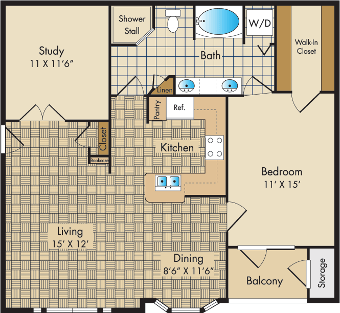 1 Bedroom 1 Bathroom Apartment for rent at Liberty Place in Columbus, OH