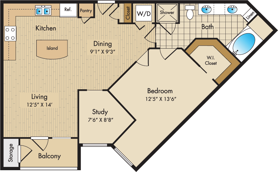 1 Bedroom 1 Bathroom Apartment for rent at Liberty Place in Columbus, OH