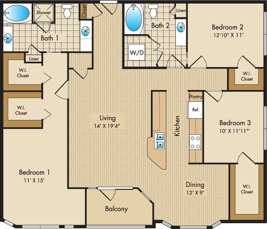 3 Bedrooms 2 Bathrooms Apartment for rent at Liberty Place in Columbus, OH